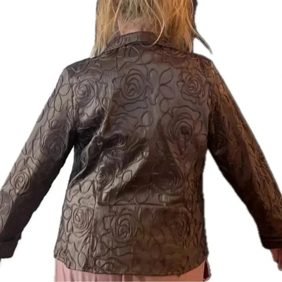 Vintage textured Samuel Dong jacket xl rope embroidered brown Cafe floral - Picture 4 of 5